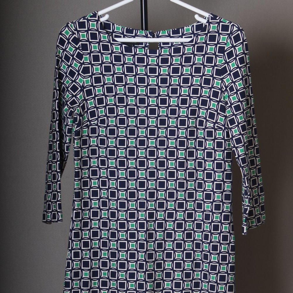 Talbots Green Blue Print Dress Size 4